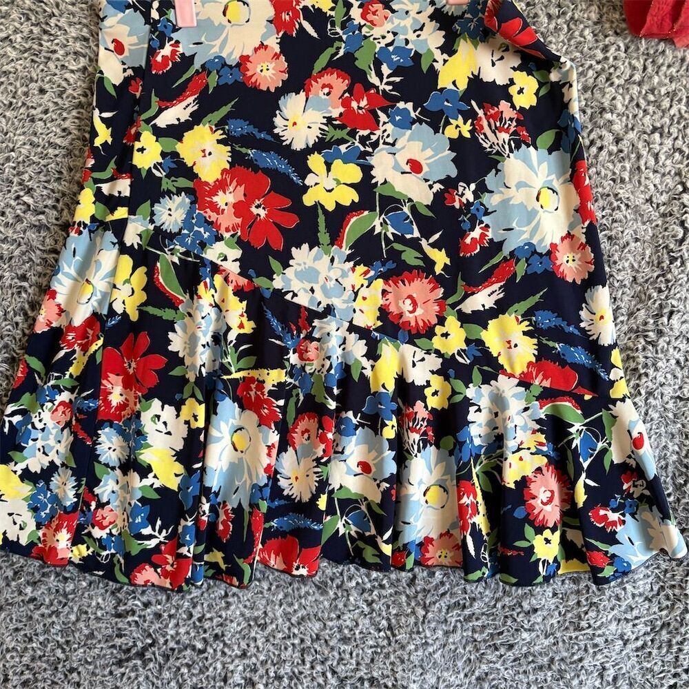 Chaps Women's Floral Flare Knee Length Skirt Size L Multicolor